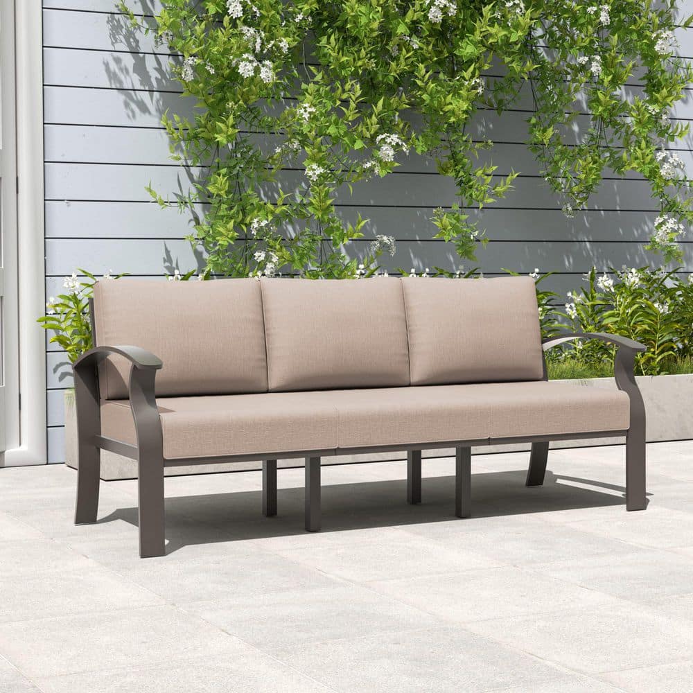3-Seat Aluminum Sectional Patio Couch with Sand Cushions price history on PriceWatchPro