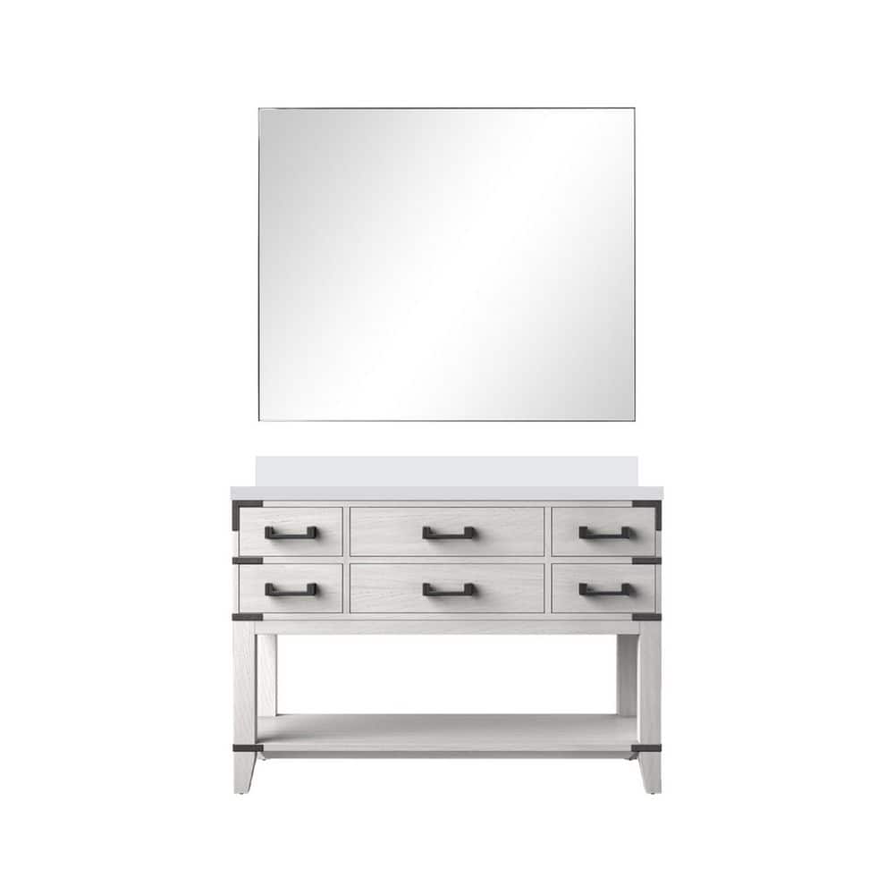 Irvington 48 in. W x 22 in. D White Oak Single Bath Vanity with White Quartz Top, and 46 in. Mirror price history on PriceWatchPro