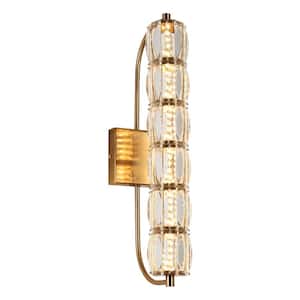Frvabert Modern 1-Light Plating Brass Dimmable Wall Sconce with Crystal Decorations