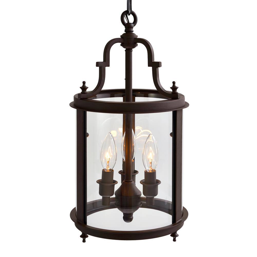 Desire Bronze Mini Drum Pendant with Clear Glass Shade