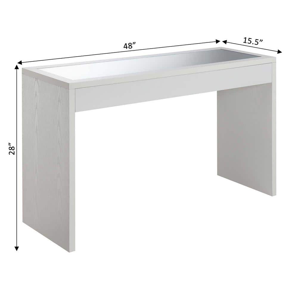 White Mirrored Wood and Metal Console Table