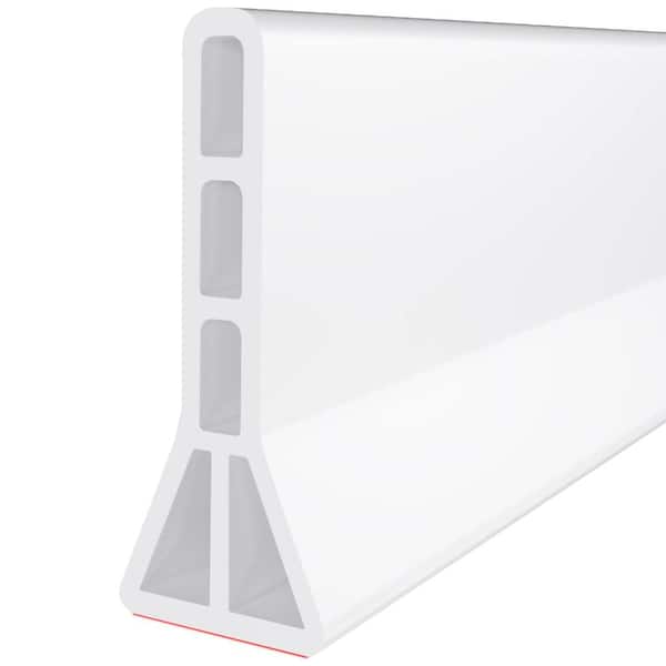 67 in. L x 3 in. H Rubber Shower Threshold Water Dam White for Bathroom Water Control
