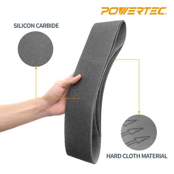 POWERTEC 3 in. x 21 in. 120/240/400/600/800/1000 Grits Silicon Carbide  Sanding Belts Set for Tool and Knife Sharpener, (24-Pack) 46007-P2 - The  Home Depot