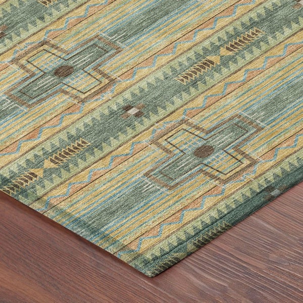 Chantille Machine Washable Indoor/Outdoor Abstract ACN2688 Basil 10 ft. x 14 ft. Area Rug