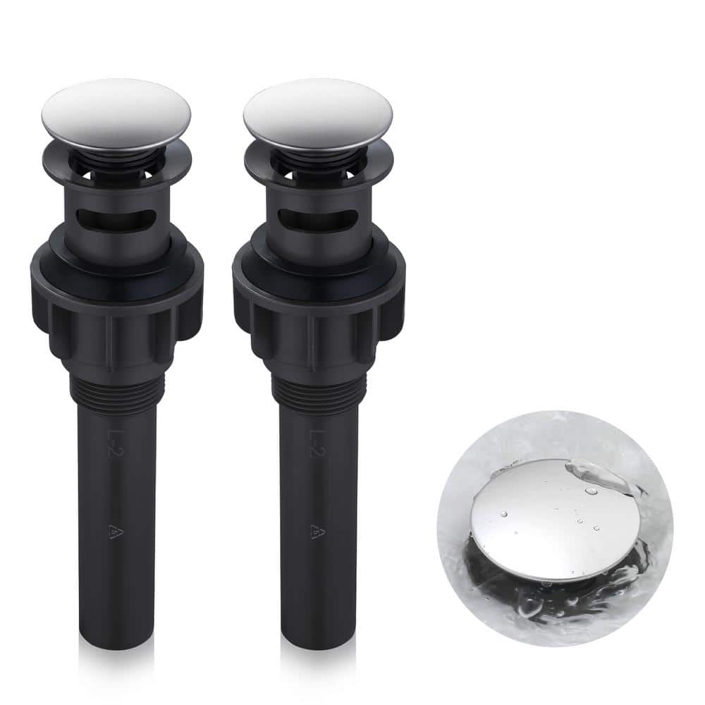 Polished Chrome Pop-Up Bathroom Sink Drain with Overflow, 2-Pack