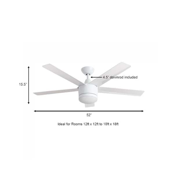 Merwry 52'' Integrated LED Indoor White Ceiling Fan with Light Kit & Remote HDC 