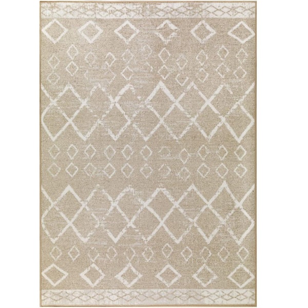 Unbranded Beige Polypropylene 4 ft. x 6 ft. Moroccan Indoor Area Rug