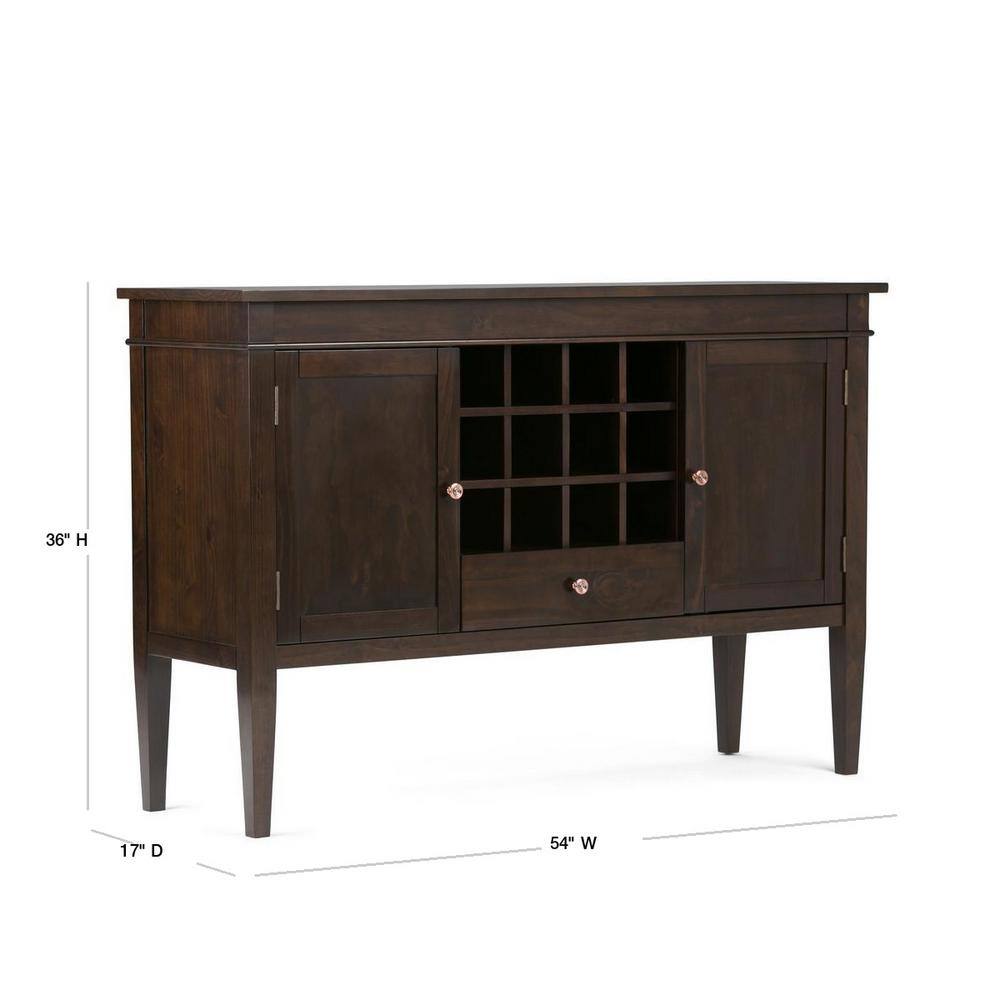 Dark Brown Wood Sideboard Buffet with Wine Rack