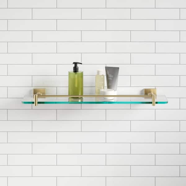 Simple Gold Polished Brass Small Bathroom Shelves Wall Mounted