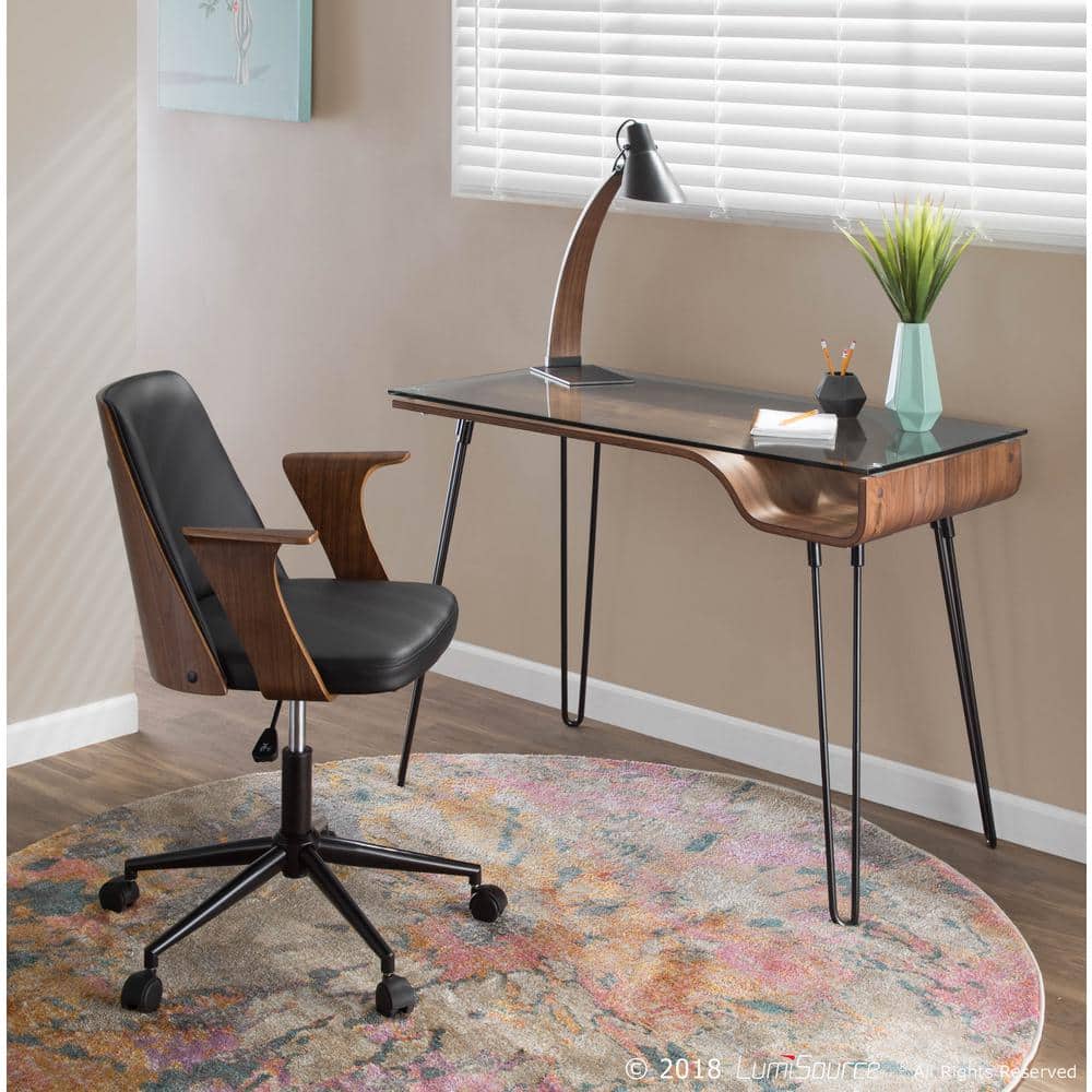 Contemporary Black and Brown Home Office Desk with Drawer