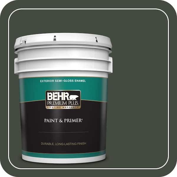BEHR PREMIUM PLUS 5 gal. #BXC-12 Deep Forest Semi-Gloss Enamel Exterior Paint & Primer