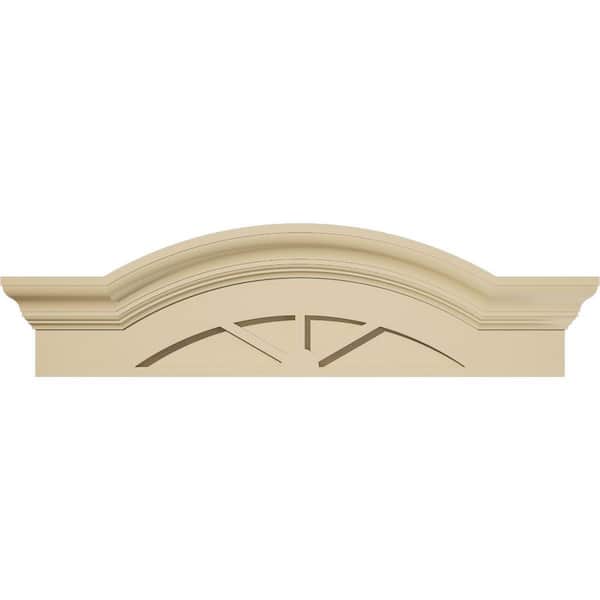 Ekena Millwork 28-in W x 8-in H x 2-1/2-in P Segment Arch W/Flankers 3-SpokeSignature Urethane Pediment, Primed Tan