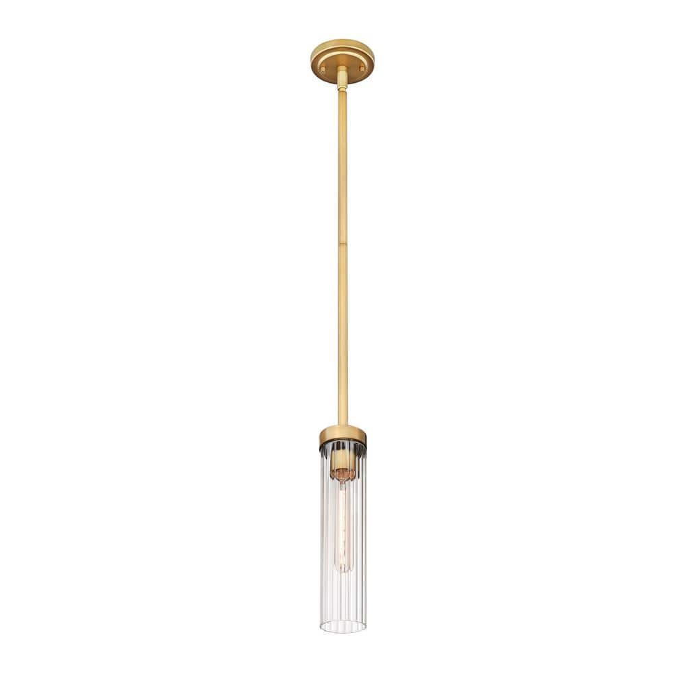 Beau Rubbed Brass and Clear Glass LED Pendant Light