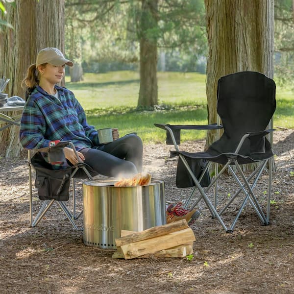 CAMP & GO Black Polyester Deluxe Heated Folding Quad Chair QC200H