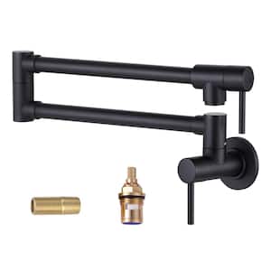 Wall Mounted Pot Filler with Double Handle in Matte Black