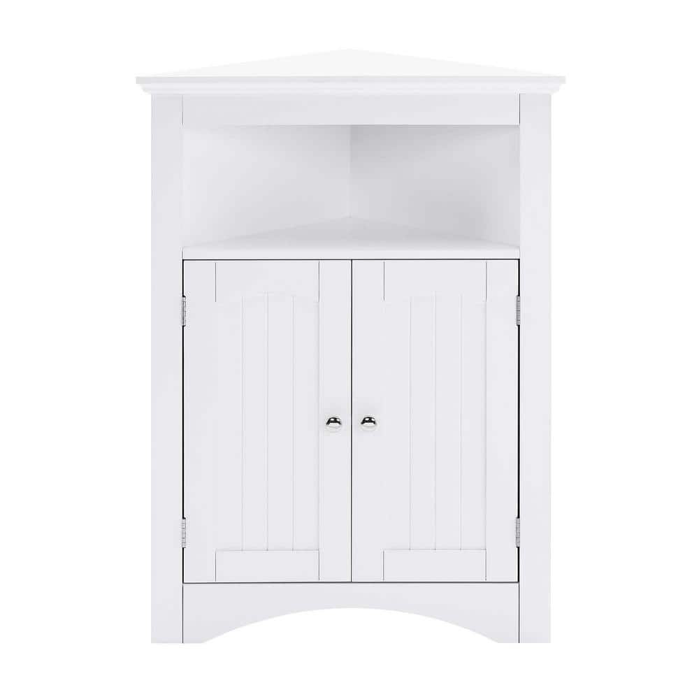 24 in. W x 12.2 in. D x 32.3 in. H White Linen Cabinet Bathroom Floor Corne