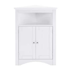 24 in. W x 12.2 in. D x 32.3 in. H White Linen Cabinet Bathroom Floor Corner Cabinet with Doors and Shelves