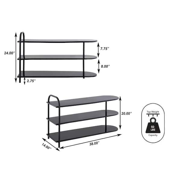 Happimess Modern 24 9-pair 3-tier Iron Curved Decker Shoe Rack, Black :  Target