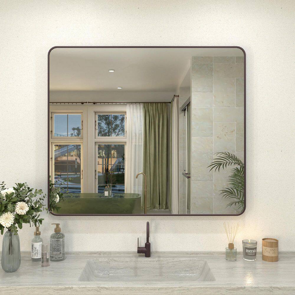 Kielo 42 in. W x 36 in. H Rectangular Framed Wall Bathroom Vanity Mirror in Oil Rubbed Bronze price history on PriceWatchPro