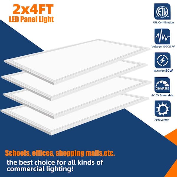 2 ft. x 4 ft. 175-Watt Equivalent Integrated LED Troffer Panel Light, 7800 Lumens, 5000K (4-Pack)