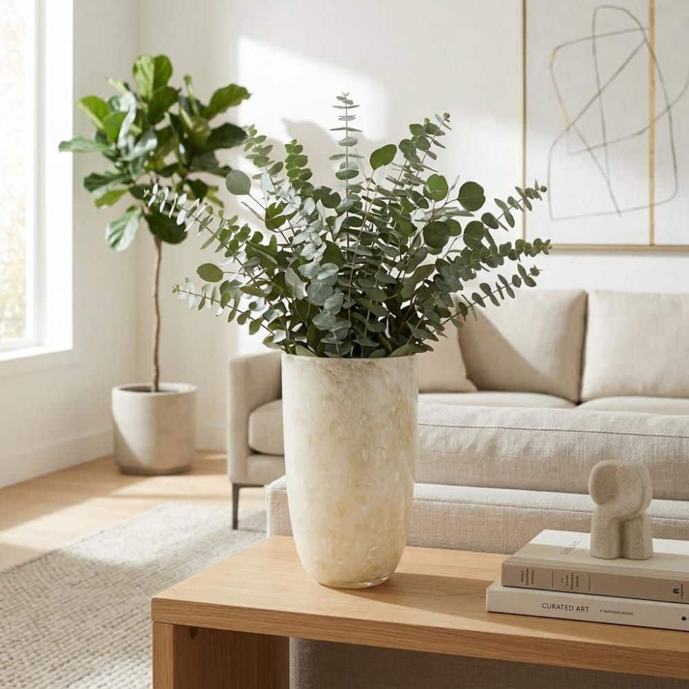 12 in. Ivory Glass Cylindrical Rounded Base Decorative Vase price history on PriceWatchPro