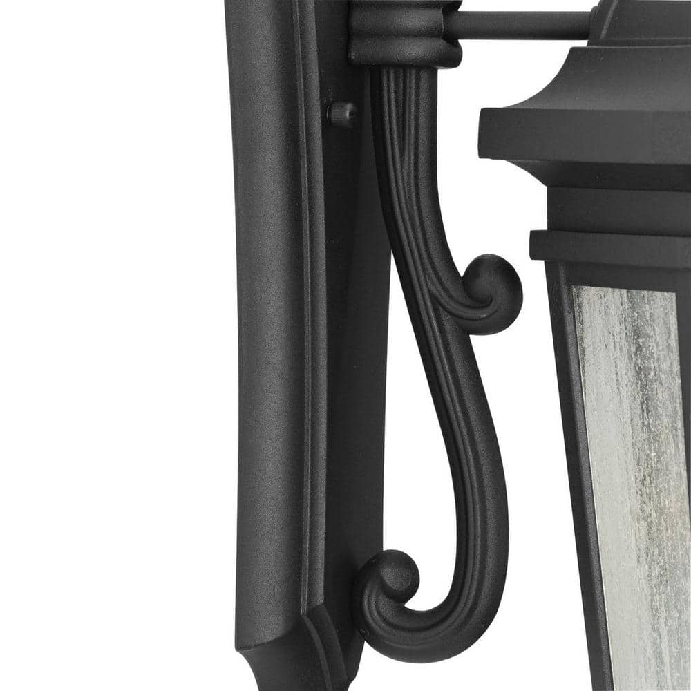 Antique Bronze and Black Outdoor Wall Lantern with Seeded Glass