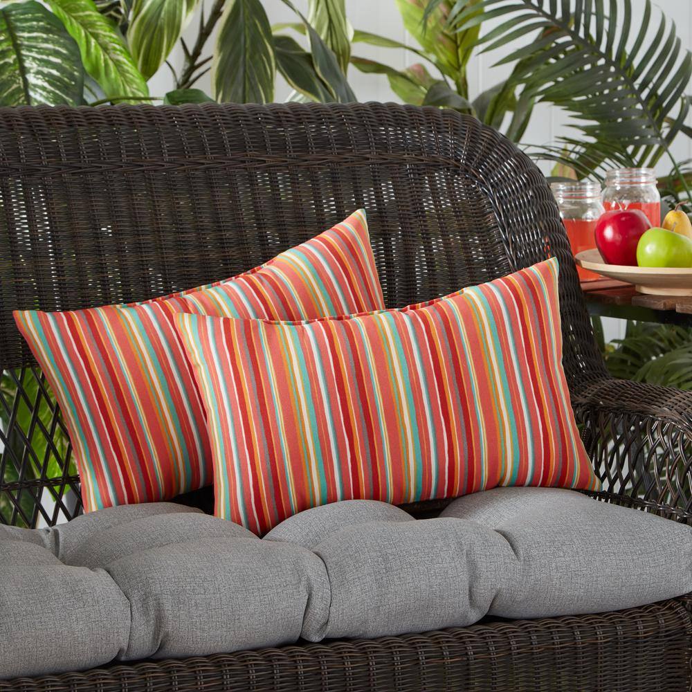 Watermelon Stripe Outdoor Rectangle Throw Pillows Set of 2
