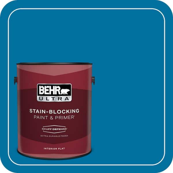 BEHR ULTRA 1 gal. #550B-7 Blue Ocean Extra Durable Flat Interior Paint & Primer
