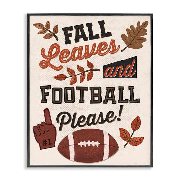 Fall Leaves and Football by Diane Labombarbe Black Framed Graphic Sports Art Print 11 in. x 14 in.
