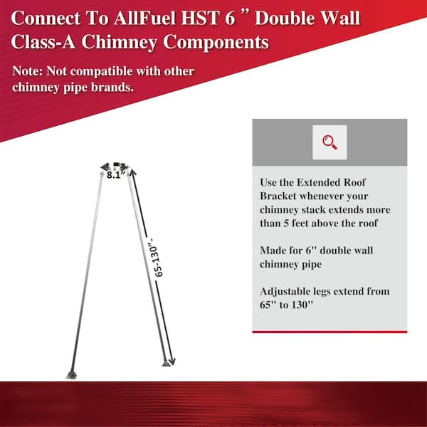 ALLFUEL HST 6 in. x 71 in. Extended Roof Brace for 6 in. Double Wall  Chimney Pipe BL.EV.RB-SHT6ERB - The Home Depot