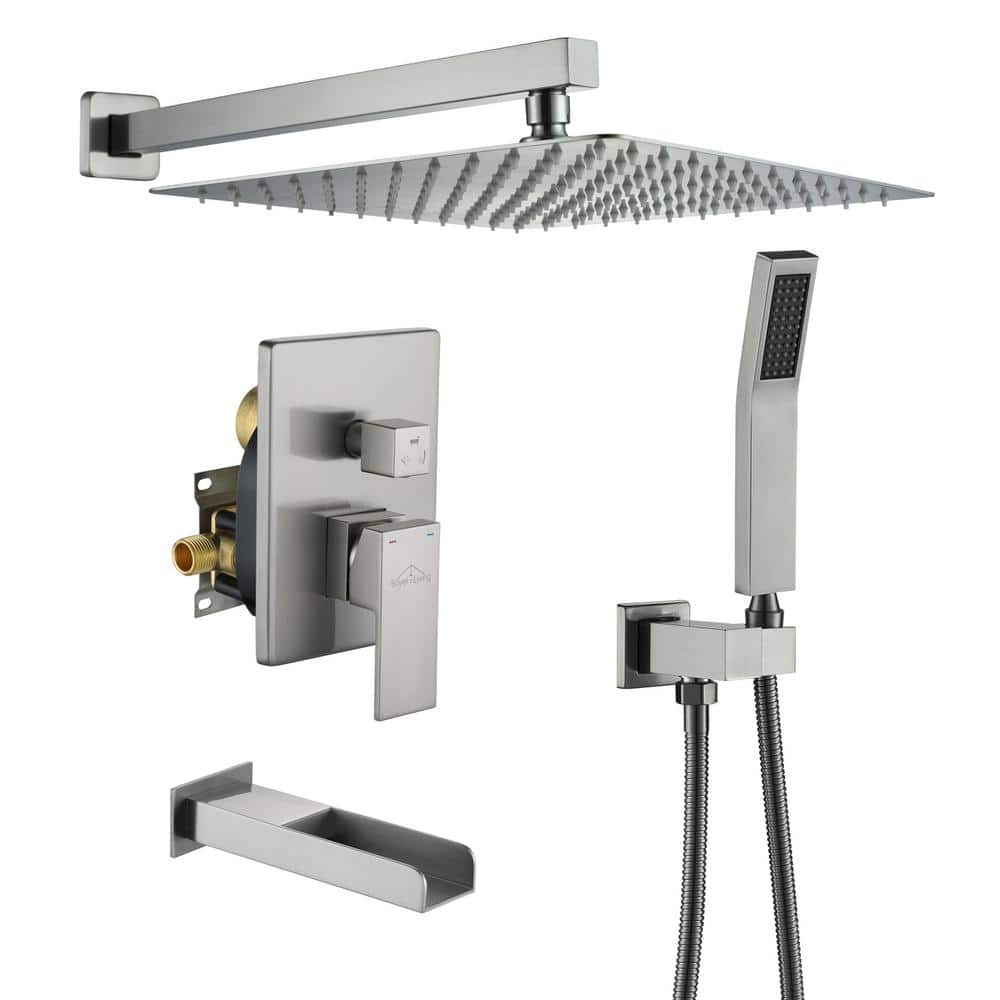 Wall Mount Single-Handle 1-Spray Tub and Shower Faucet with Handheld Shower