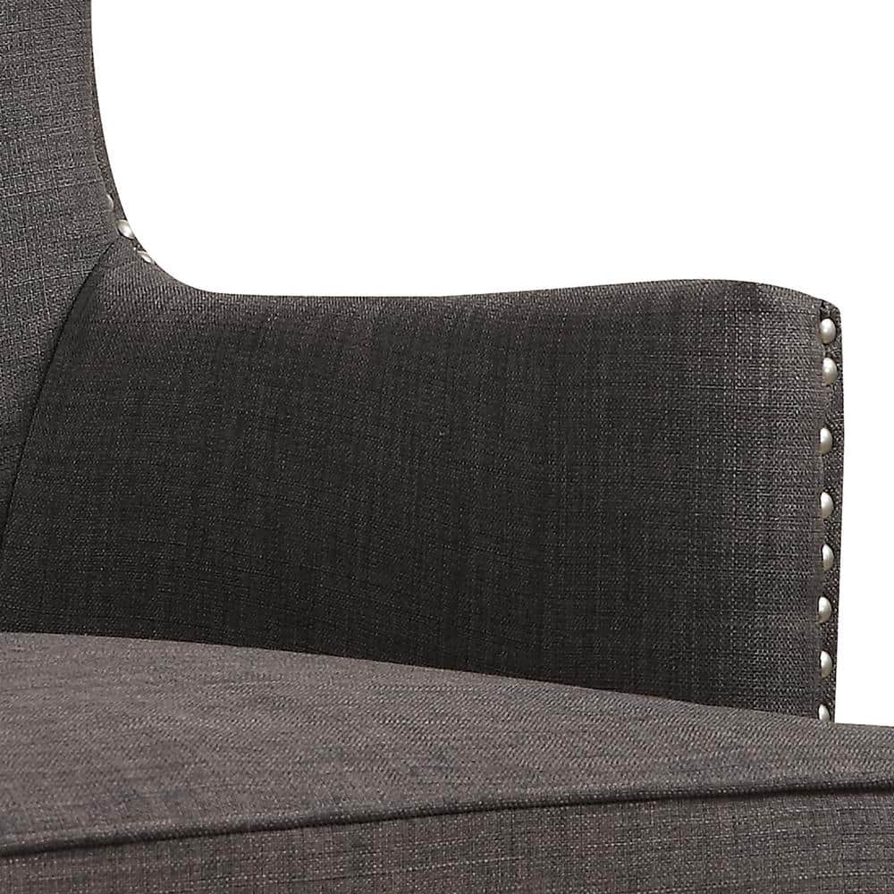 Heirloom Charcoal Gray Wood Accent Chair with Studded Trim
