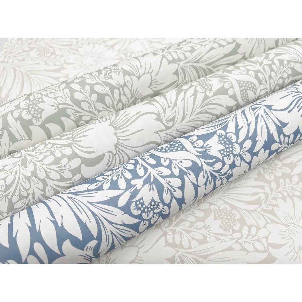 Mist Gray Floral Peel and Stick Vinyl Wallpaper
