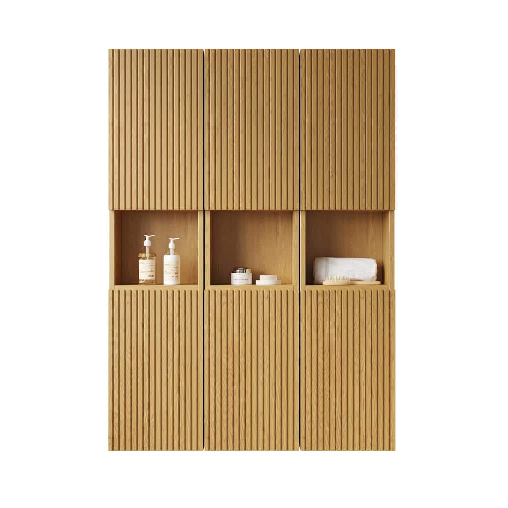 41 in. W x 12 in. D x 59 in. H Bathroom Storage Wall Cabinet in Brown, Composed of 6 Cabinets with Doors product image for price tracking
