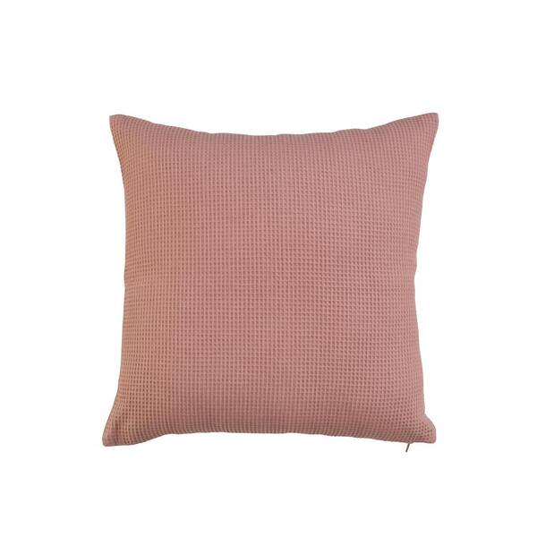 Storied Home Putty Blush Color Polyester 20 in. x 20 in. Waffle Throw Pillow