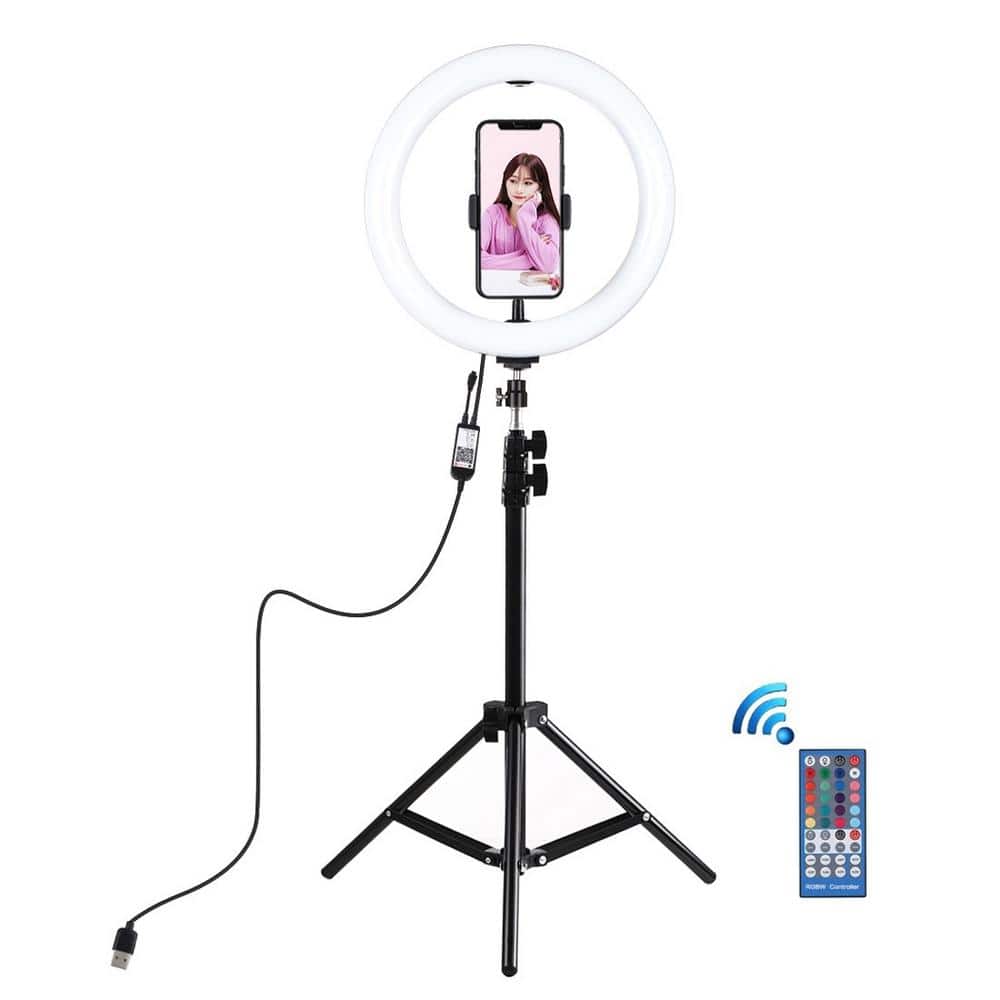 54.5 in. Painted Black Finish Smart Dimmable Adjustable Gooseneck RGB Video