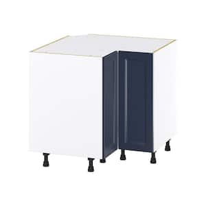 Devon Painted Blue Recessed Assembled Premium LS Corner Base Kitchen Cabinet (36 in. W x 34.5 in. H x 24 in. D)