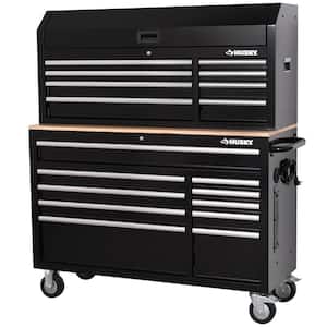 Modular Tool Storage 52 in. W Black Mobile Workbench Cabinet with 8-Drawer Top Tool Chest