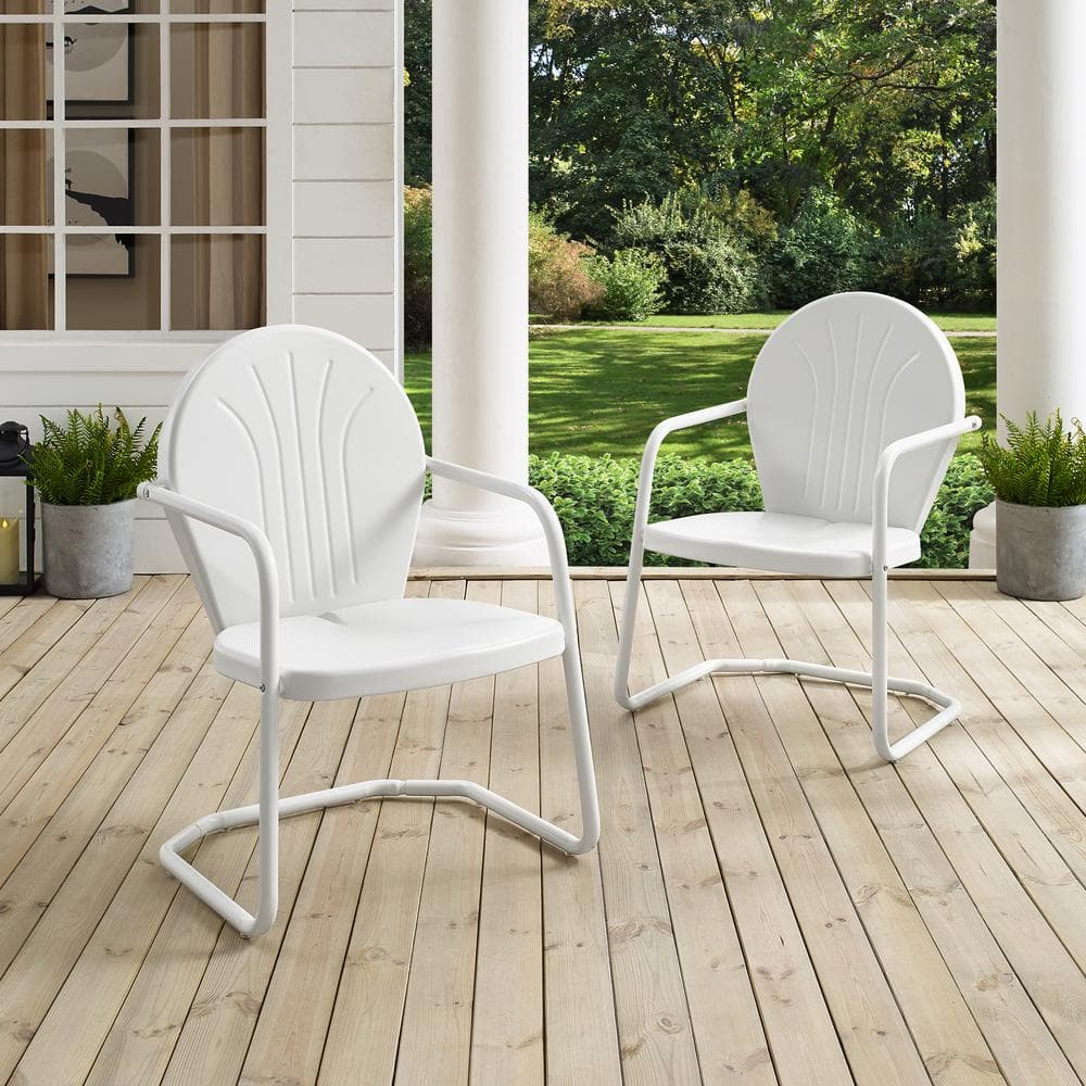 Griffith Vintage White Powder-Coated Steel Outdoor Chair