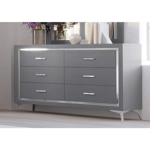NEW CLASSIC HOME FURNISHINGS New Classic Furniture Huxley Gray 6-drawer 58 in. Wood Dresser