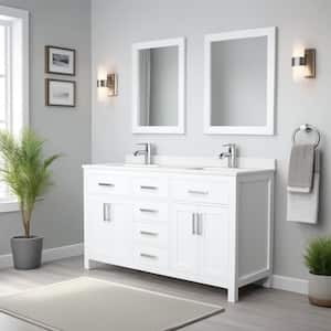 Beckett 60 in. W x 22 in. D Double Bath Vanity in White with Cultured Marble Vanity Top in White with White Basins
