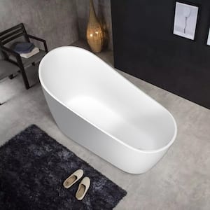 67 in. Acrylic Flatbottom Alcove Freestanding Soaking Bathtub in White
