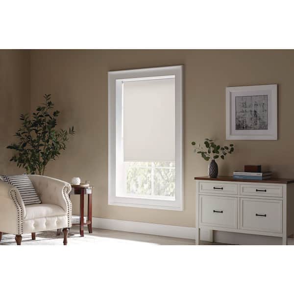 PRIVATE BRAND UNBRANDED Cut to Size Cream Cordless Blackout Vinyl Roller Shade 55.25 in. W x 78 in. L