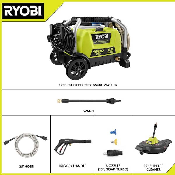 1900 PSI 1.2 GPM Cold Water Wheeled Electric Pressure Washer with 12 in. Surface Cleaner