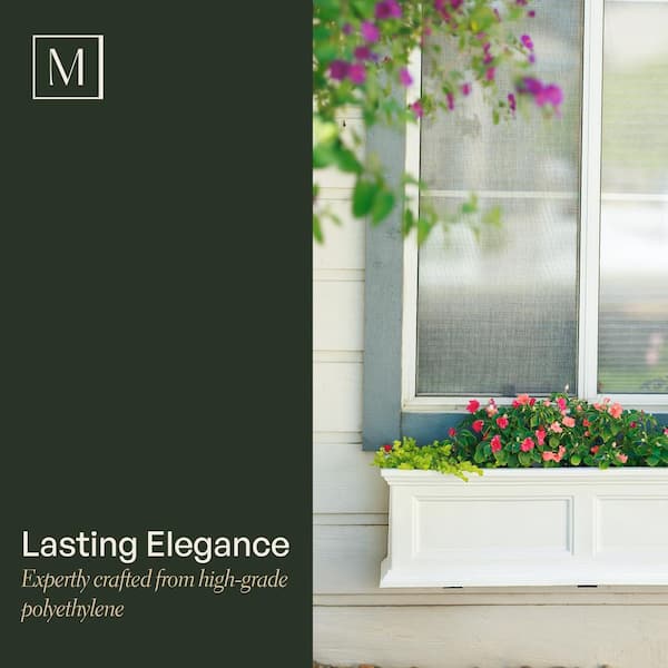 Mayne - Fairfield 60 in. x 11 in. Self-Watering White Polyethylene Window Box