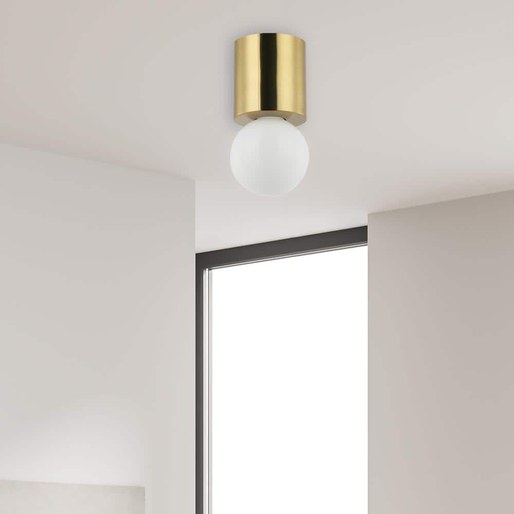 Aged Brass and Glass Globe Indoor/Outdoor Ceiling Light