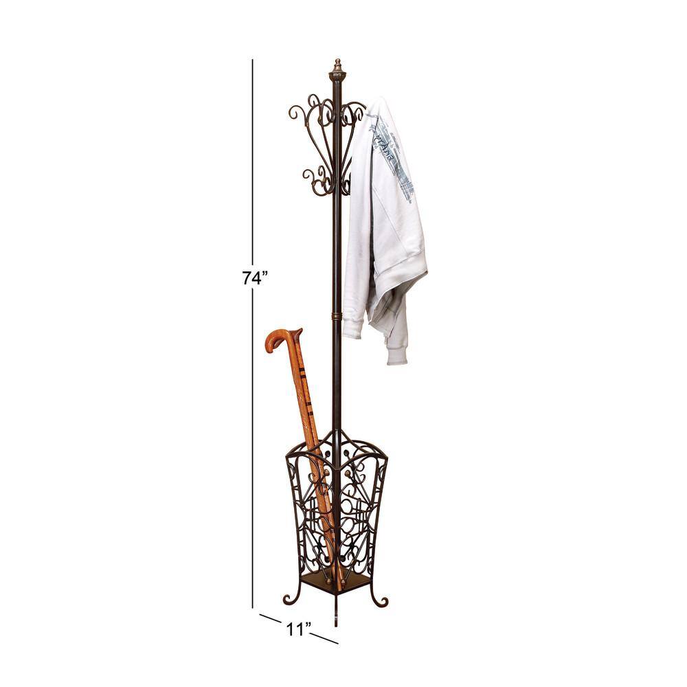 74 in. Black Metal Vintage Style Coat Rack with Scroll Designs - thumbnail 6