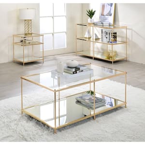 Upland 42 in. Champagne Rectangular Glass Top Coffee Table