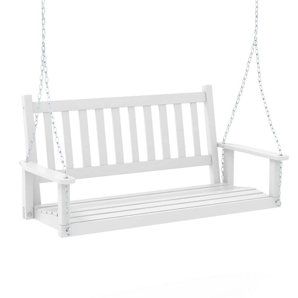 3-Person White Wooden Porch Swing Chair with Adjustable Galvanized Metal Chains price history on PriceWatchPro