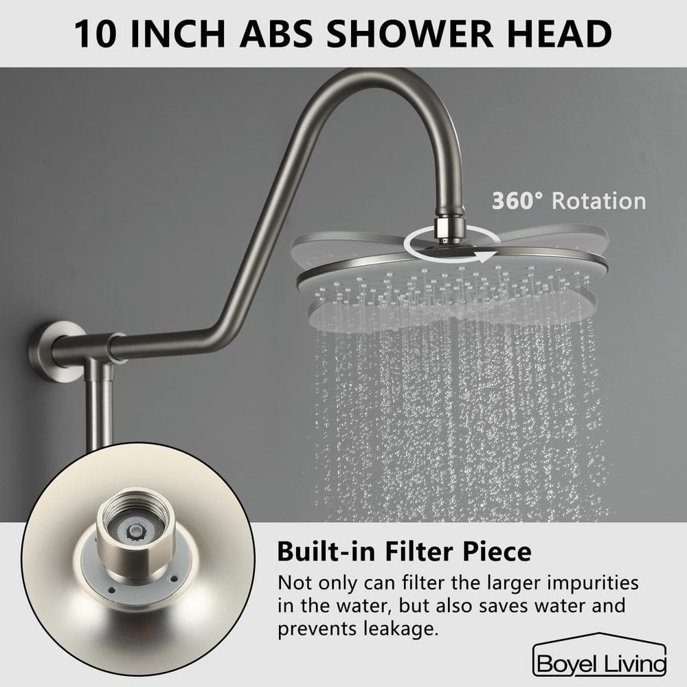Brushed Nickel Dual Head Wall Mounted Rain Shower System